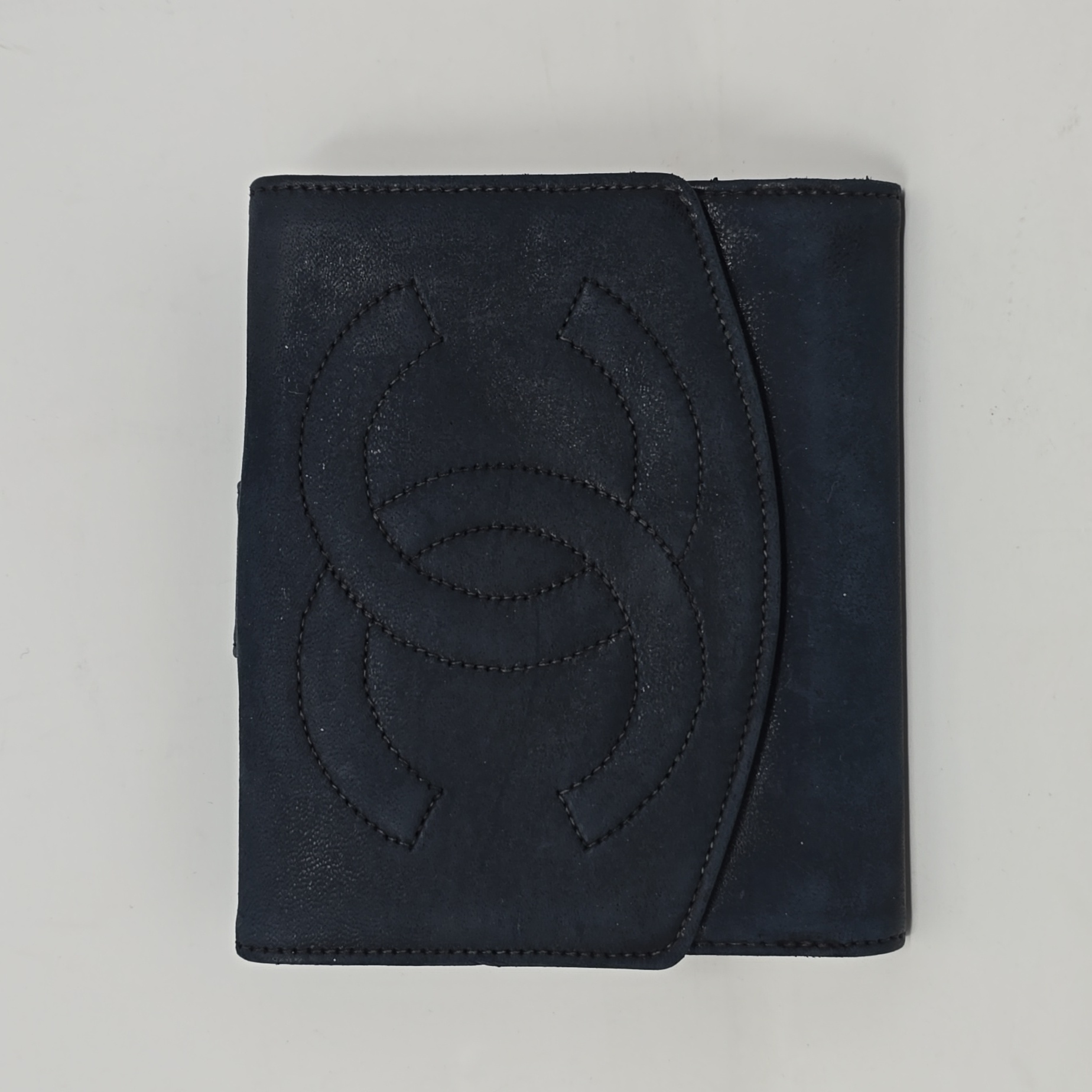 Chanel Wallet Purse Folding Coco Black Calfskin Leather Unisex Wallet